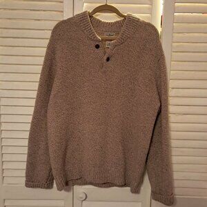 MENS LL BEAN LAMBS WOOL HENLEY SWEATER LARGE